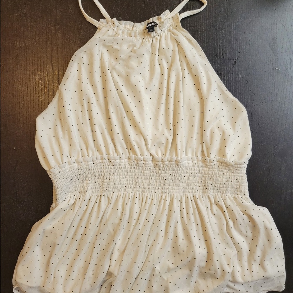 Elegant Cream Polka Dot Women's Top